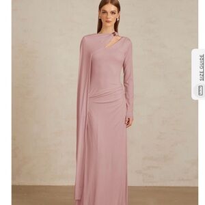 Miss Rosier: Josette Pink Diagonal Shawl Fitted Maxi Dress